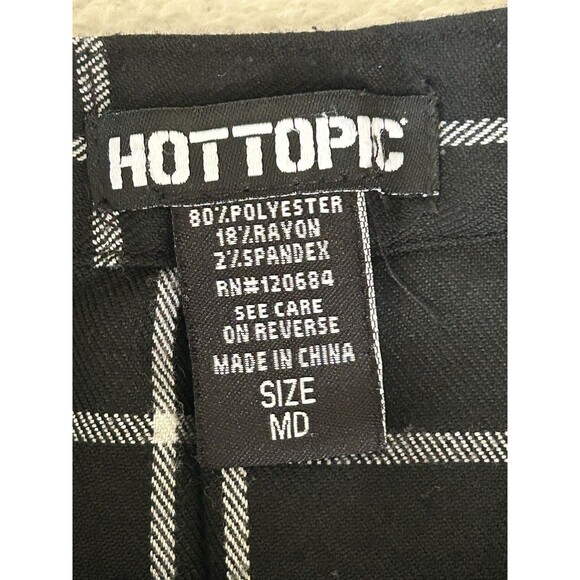 Hot Topic Black & White Window Pane Plaid Mini Skirt Punk Goth Zip Size Medium - Picture 3 of 5